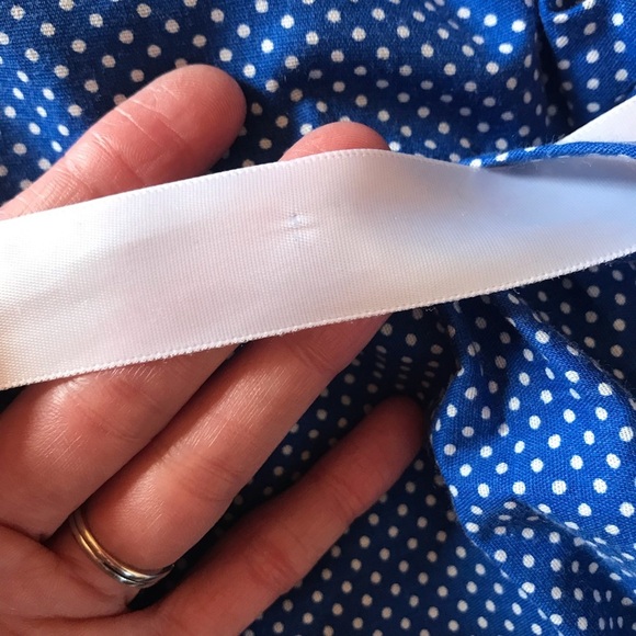 Jill Lynn vintage Dress royal blue white polka dot lace ribbon long sleeve T3 3T - Picture 7 of 14